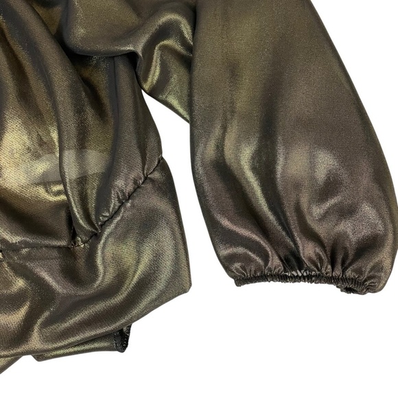 Cocoa Metallic Gold Off Shoulder Tie Waist Top Large - Picture 10 of 13